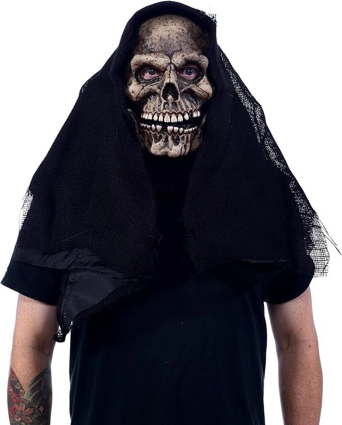 Men`s Grim Reaper Mask Adult Scary Death Skull Halloween Face Mask Moving Jaw