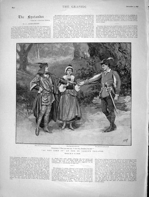 Original alter antiker Druck 1896 As You Like It St. James'S Theatre Fa Victorian