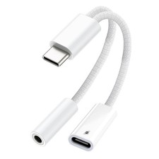 USB C to 3.5mm Audio Adapter 2 in 1 USBC to Headphone Jack Adapter with PD Fa...