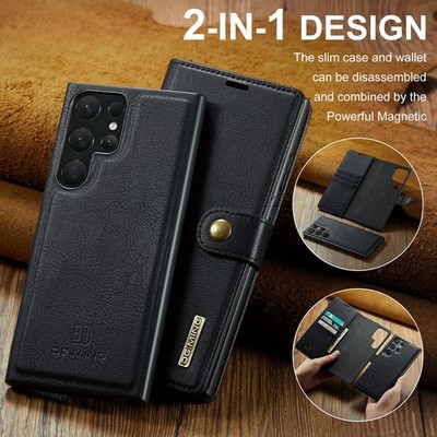 DG.MING Luxury 2-in-1 Removable Magnetic Flip Wallet PU Leather Case Cover Shell