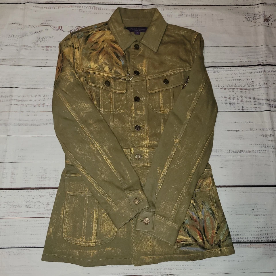 Chaqueta de mezclilla Ralph Lauren etiqueta púrpura para mujer XS 4 Bacall adornada hecha en Italia Foto 4 de 4
