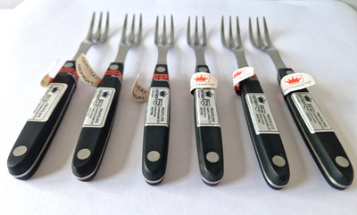 6 nagelneue Hoffmann Solingen Edelstahl Gabeln - Handarbeit, Original Etikett