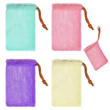 4 Pack Soap Savers for Bar Exfoliating Net Mesh Shower Holder Mesh... 
