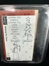 Stampin' Up! WISHING YOU CHEER 4 Wood Mounted Rubber Stamps 2007 NOS VTG Winter