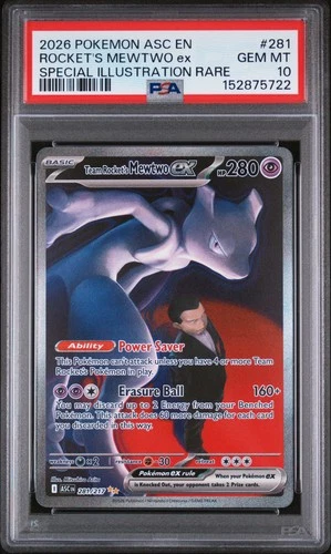 2026 POKEMON ASCENDED HEROES SPECIAL ILLUSTRATION TEAM ROCKET'S MEWTWO EX PSA 10