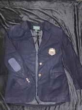 POLO RALPH LAUREN 100 WOOL DARK Blue CREST WOMAN BLAZER NEW SIZE US 14