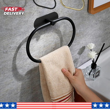 Stainless Steel Towel Holder Self Adhesive Bathroom Towel Rack Black Bar