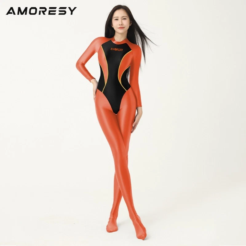 AMORESY Damen Glitzer Einteiler Overalls Halloween Cosplay Patchwork Zentai Suit - Bild 2 von 4