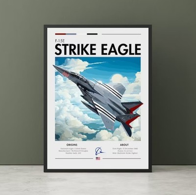 F-15E Strike Eagle Print - Aviation Art, White Cliffs, Plane Poster