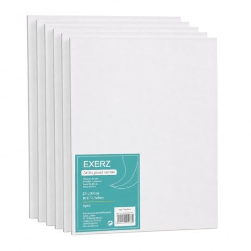 Exerz 24x30cm Canvas Panels 6 Pack Cotton  Assorted sizes , colors 