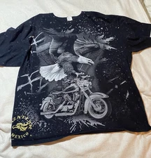 All Over Print Eagle Motorcycle Tshirt Front And Back Size 3XL Mazatlan Mexico