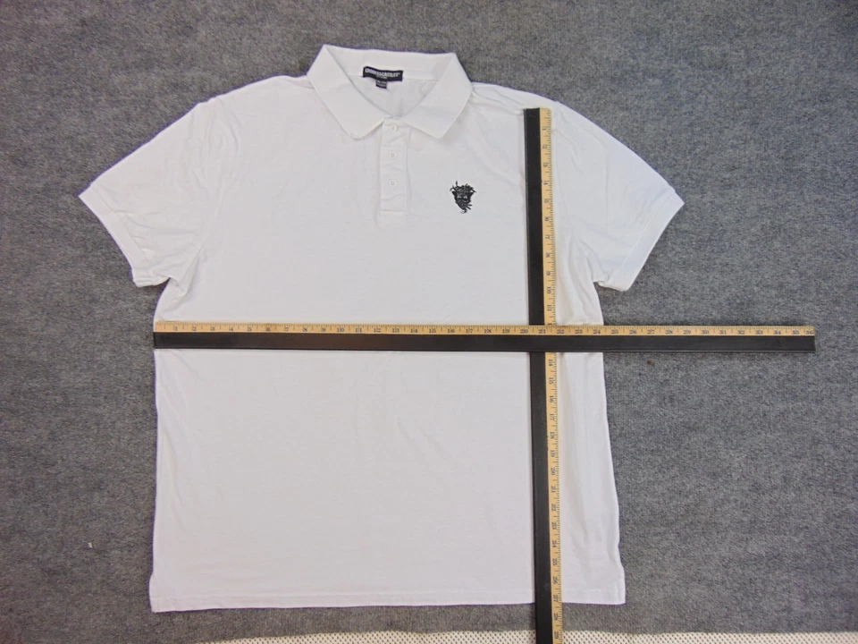 Crooks & Castles Polo Shirt Mens 2XL White Short Sleeve Streetwear Logo - Image 4 of 4