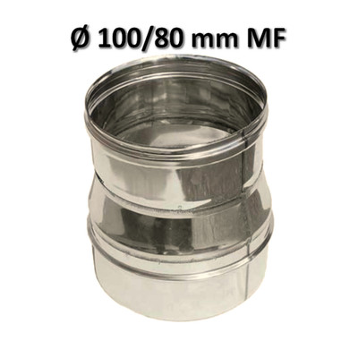 Erhöhungsverschraubung Ø M 100 x F 80 mm Edelstahl für Schornstein