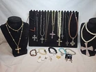 Vtg Cross Religious Mix Bulk Costume Jewelry Lot Necklace Bracelet Earring #1036