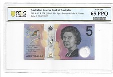 2016 Australia Reserve Bank 5 Dollars Pick#62a PCGS 65 PPQ Superb Gem UNC