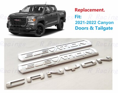 3PCS Chrome Door Elevation Rear Canyon Letters Emblems Badge 2021-2022 Canyon