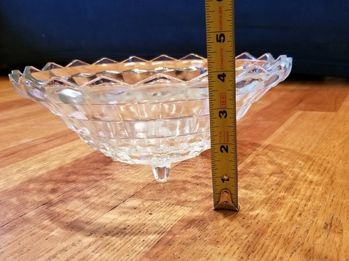 Whitehall Cubist/Fostoria American/Cube 3 Footed Fruit/Console Bowl BEAUTIFUL - Picture 8 of 8
