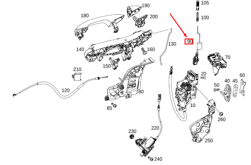 MERCEDES-BENZ E C238 Türschloss-Sicherungsstange vorne rechts A2387204008