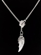 Memorial Necklace Baby Footprints Angel Wing Guardian Miscarriage Lariat Jewelry