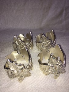 Pottery Barn Leaf Leaves Napkin Rings Or Napkin Holders Silver Metal Set Of 4 Ebay