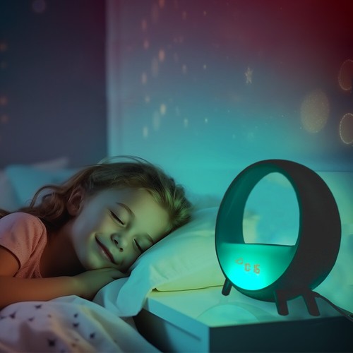 Large Smart Sunrise Alarm Clock Wireless Charging Bluetooth Speaker Weather Lamp - Picture 8 of 16