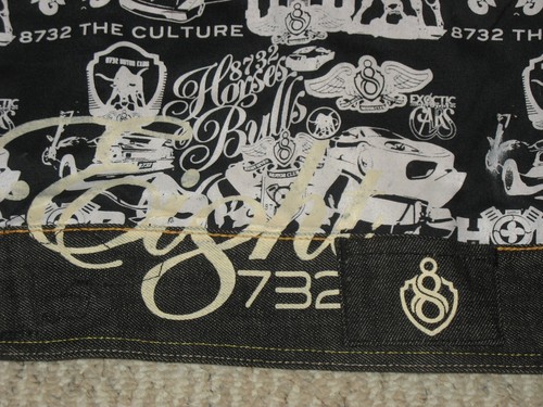 Acht 732 schwarze Denimjacke für Herren Größe 2XL 8732 Motorclub maßgeschneidert Kultur Baumwolle - Bild 9 von 12