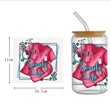 Scrub life doctor nurse 1 Piece UV DTF Cup Wrap transfer Stickers for Glass
