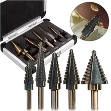 5Pcs HSS Cobalt Hole Large Metal Step Drill Bit Set Titanium Cutter Cone 50 Size