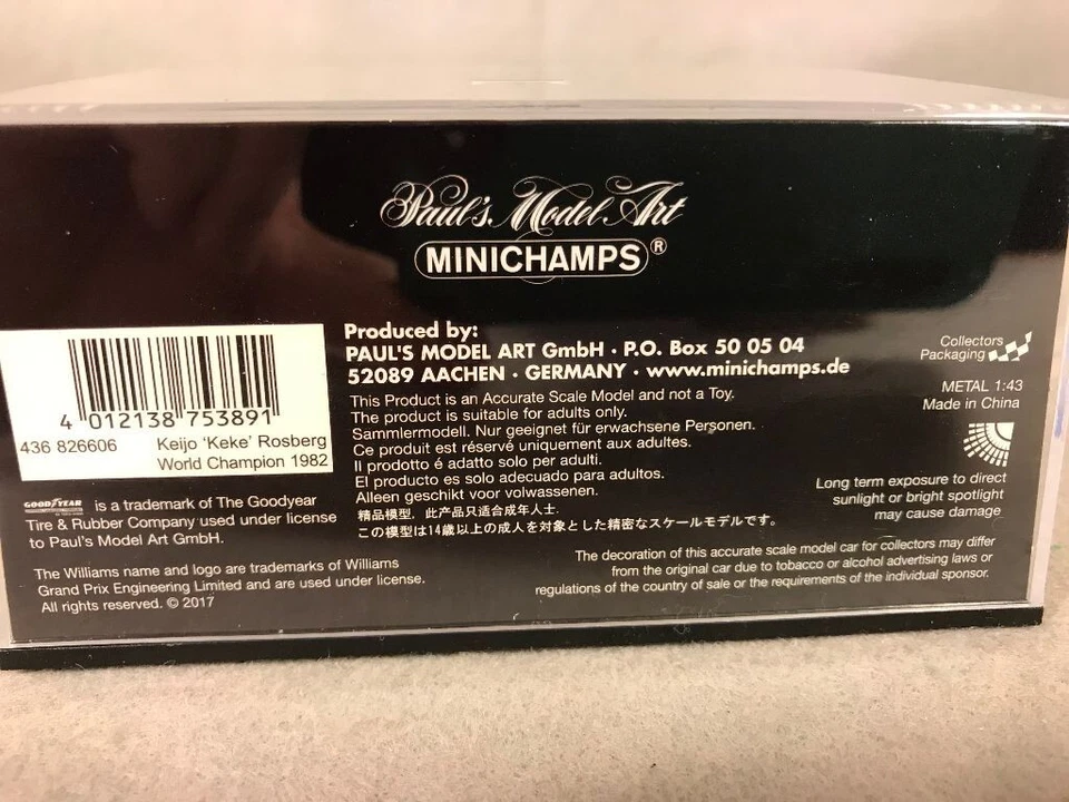 TAG Williams FW08 1982 WC #6 Keke Rosberg 1/43 Minichamps P436826606 w/case !! - Image 4 of 4