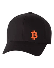 BITCOIN  FLEXFIT HAT CURVED or FLAT BILL  ***FREE SHIPPING in BOX***