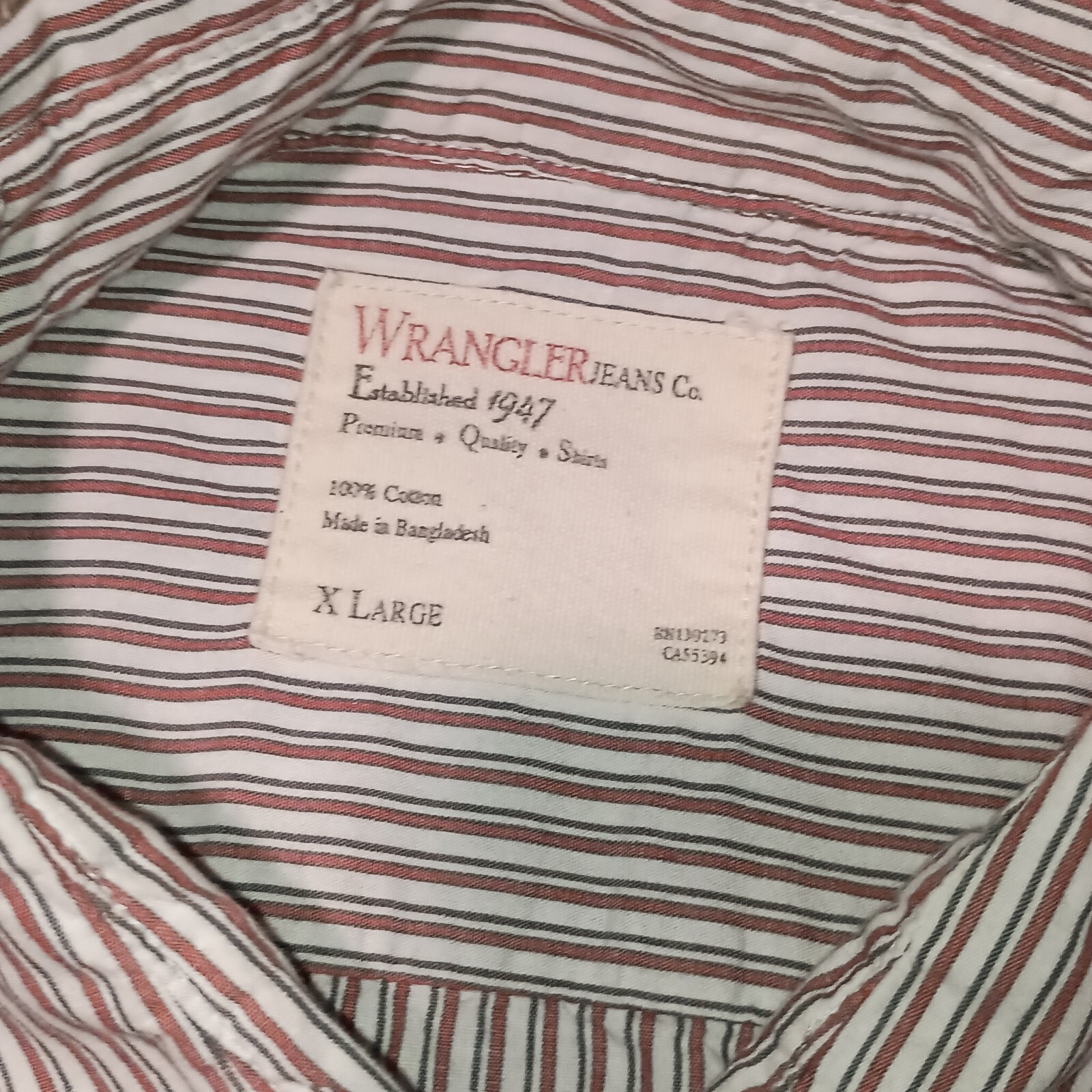 Men's Wrangler Vintage Button Up Shirt Size XL Color White Red Striped Cowboy... thumbnail 2