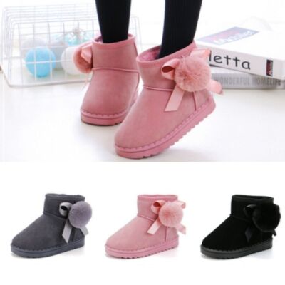Girls Kids Cute Garden Cotton Boots Kids Warm Soft Outdoor Fur