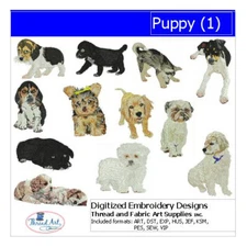 Embroidery Design Set - Puppy(1) - 13 Designs - 9 Formats - USB Stick