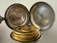 European Verge Fussee key winding hunting case Silver pocket watch, circa 1860