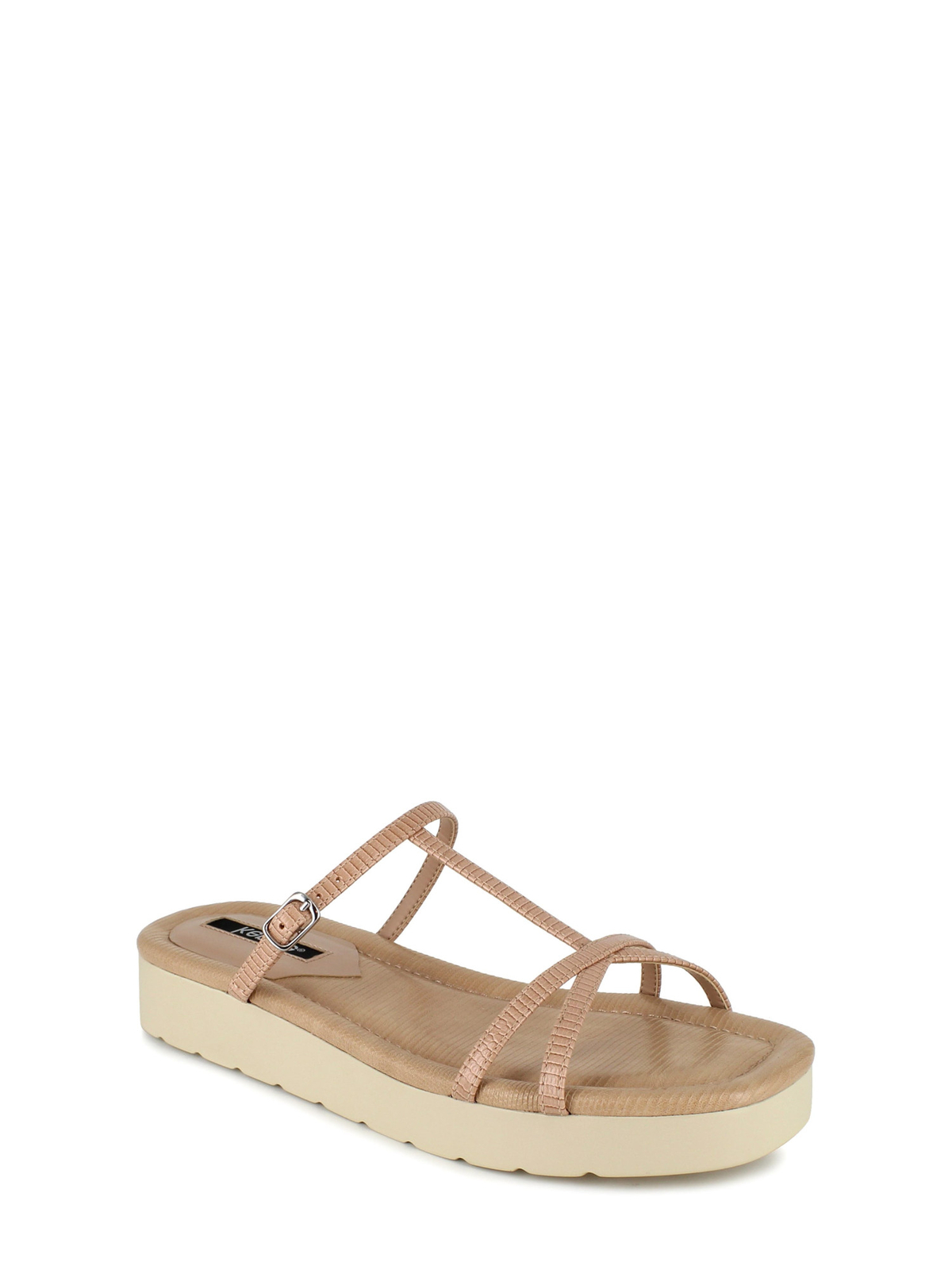 Женские босоножки KENSIE бежевого цвета из крокодиловой кожи на платформе 12 с острым носком на танкетке без застежки 7 М 2690₽