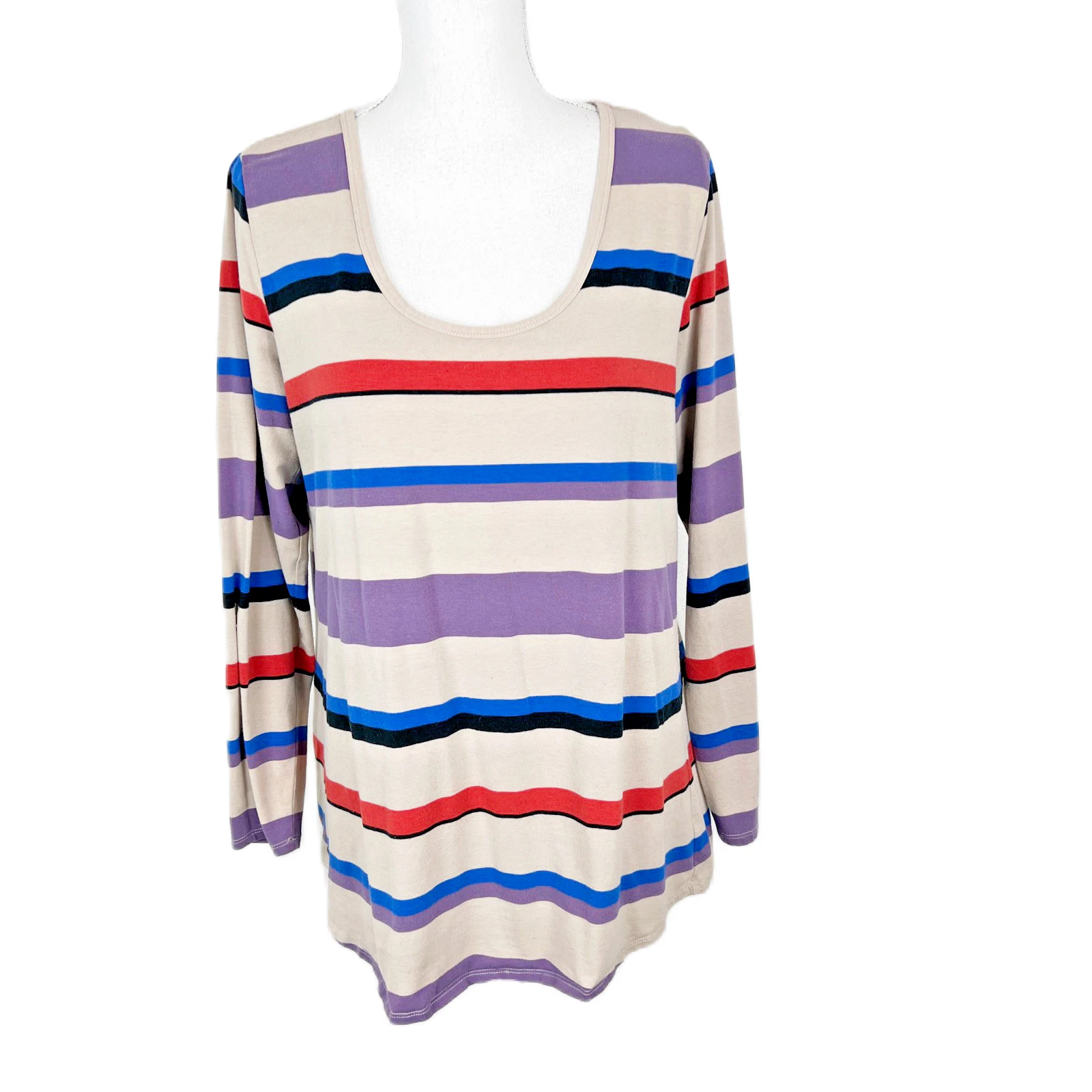 lole long sleeve striped keyhole back stretch active tee shirt
