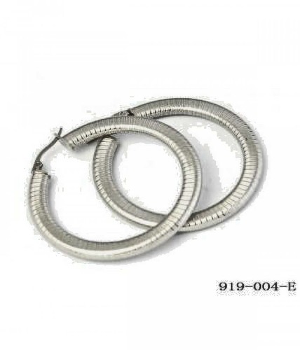 Silver large hoop earrings stainless steel huggie high quality 2" Textured New - Picture 2 of 4