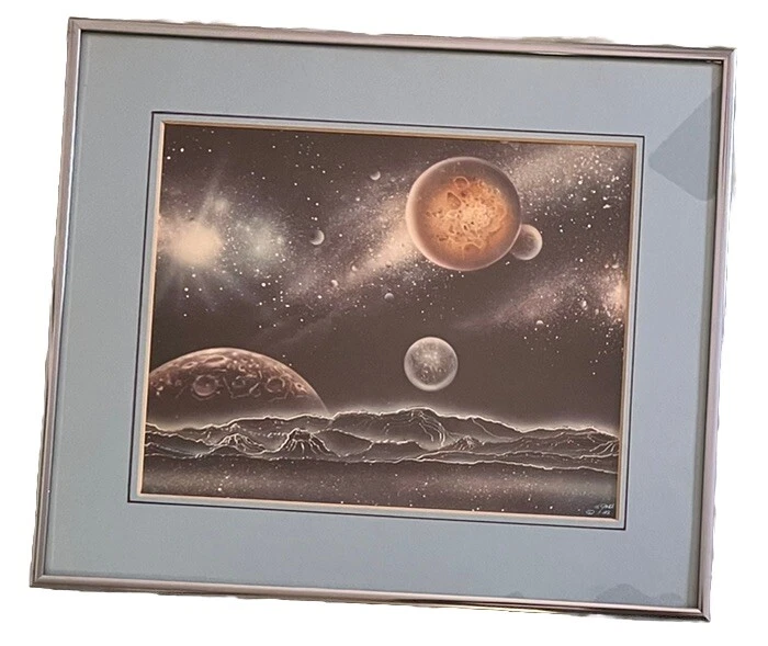 Репродукция космических звезд планет в космосе в рамке и с подписью Тома Галла с сертификатом подлинности - Изображение 2 из 4