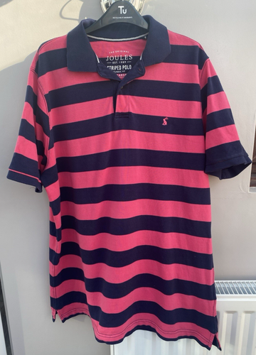 Joules Mens Polo Shirt XXL Top 2XL Pink & Navy Classic Fit