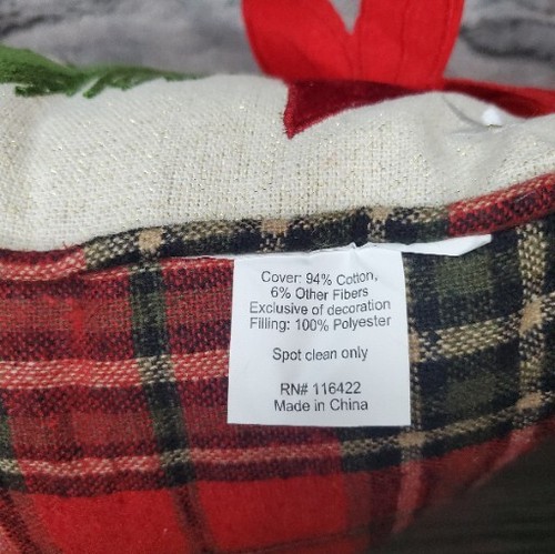 Roter Filz Weihnachtsstern Stechpalme Frohe Weihnachten Urlaub Kissen rot kariert Rückseite 16" - Bild 6 von 6