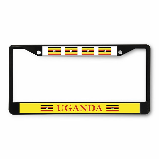 Metal License Plate Frame Vinyl Insert Uganda Flag Places & Travel