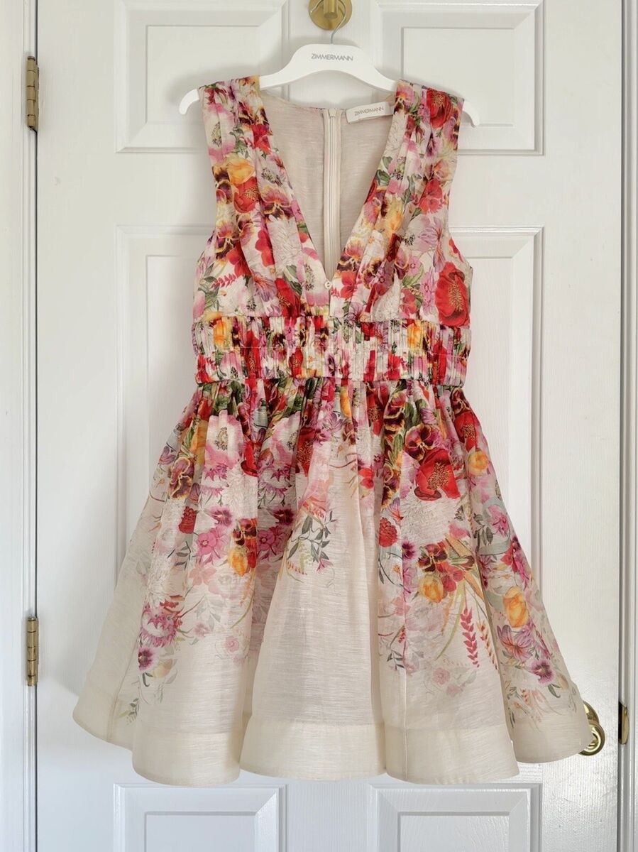 NWOT $1,150 Zimmermann Wonderland Silk Linen Elka Poppy NWOT $1,150 Zimmermann Wonderland Silk Linen Elka Poppy