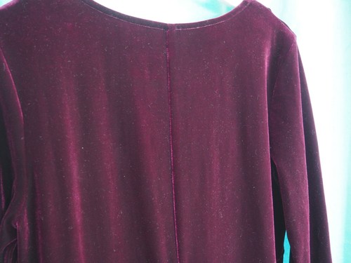 VTG 80s/90s Clues Collections US Made Purple Velour Long Sleeve Scoop Dress Sz L - Picture 5 of 7