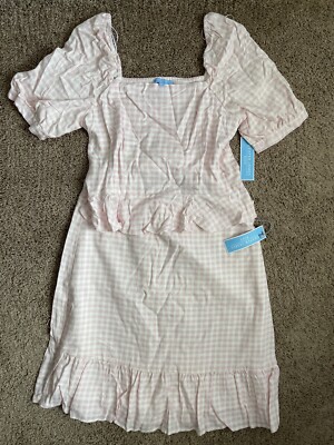 Draper James pink and white gingham skirt set