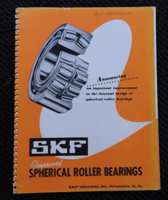1953 SKF Industries Spherical Ball Bearing Engineering Manual Philadelphia PA