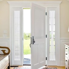 Sidelight French Door Sheer Curtains Set of 2 Panels for Kitchen 12Wx72L White