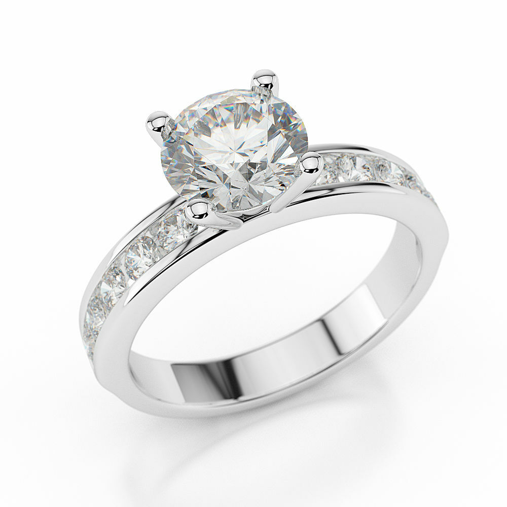 2 3/4 CT Diamond Engagement Ring Round Cut G/SI2 14K White Gold Size 7 ...