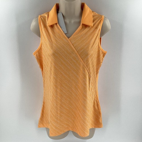 Adidas Golf Women’s Sleeveless Collared Shirt Polo Orange Size Medium New 756 - Picture 1 of 11
