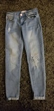 Girls SZ 6X Freestyle Distressed Mouse Design Skinny Jeggings Jeans So Cute 
