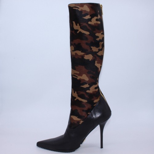 Michael Kors Camo Calf Hair Black Leather Boot Size 40 One Boot Only Not A Pair - Picture 9 of 10